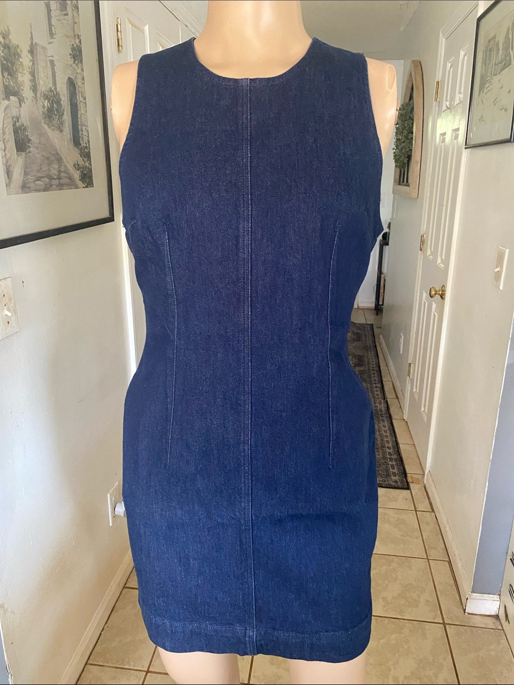 J. Crew Navy Denim Sleeveless Mini Dress